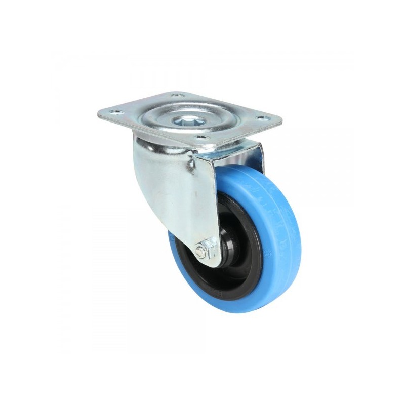 Roulette pivotante bleue pour flight case, sans frein