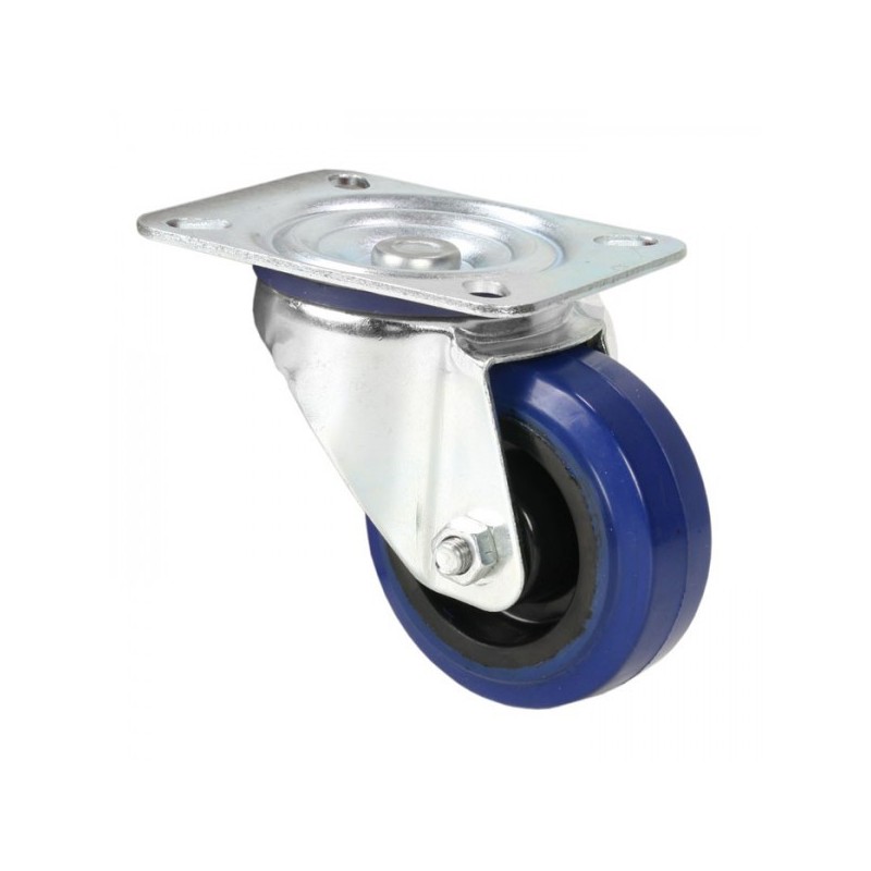 PETITE roulette pivotante bleue pour flight case, sans frein