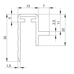 Flush-fitting lid system section (1x 199 cm length)