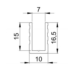 Profilé U (7 mm) de recouvrement parois séparatrices 199cm