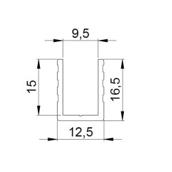 Profilé U (9,5mm) de recouvrement parois séparatrices 99cm